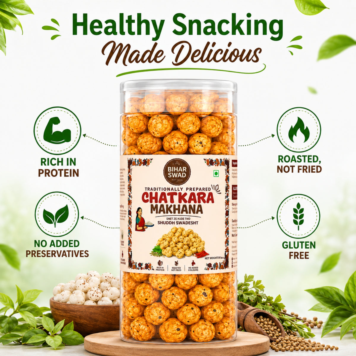 Bihar Swad Roasted Makhana - Chatkara (100g)