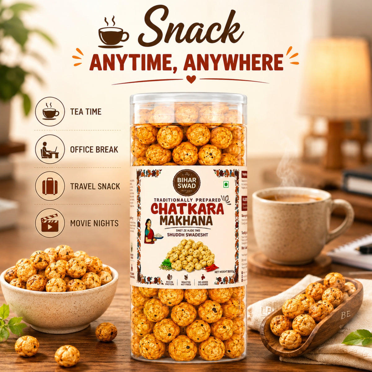 Bihar Swad Roasted Makhana - Chatkara (100g)