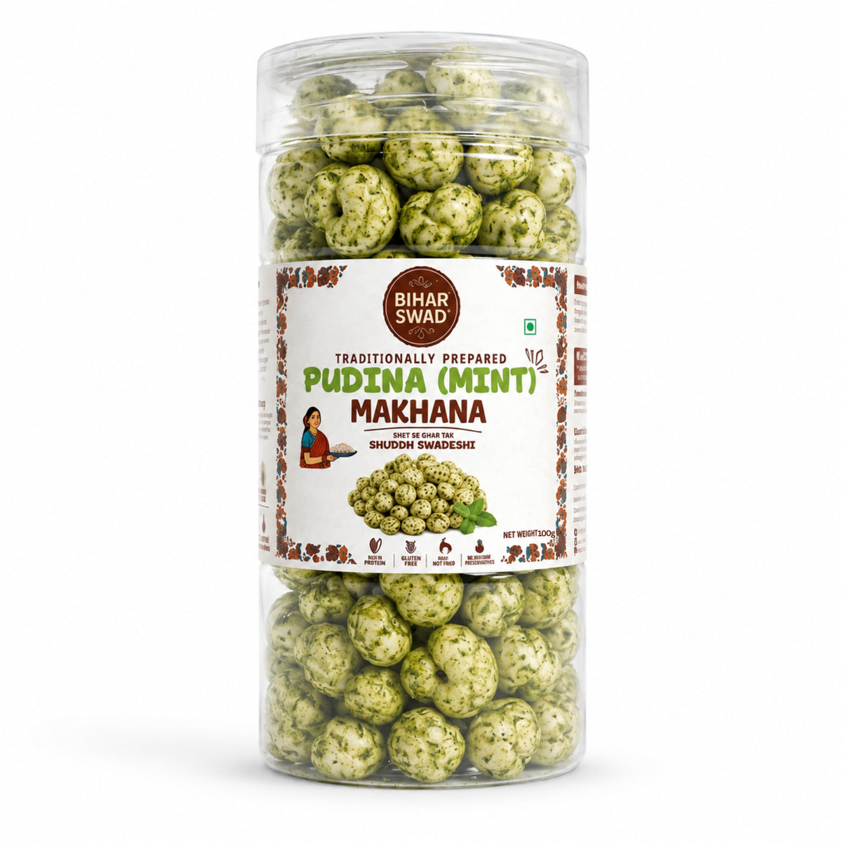 Bihar Swad Roasted Makhana - Pudina Mint (100g)