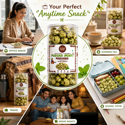 Bihar Swad Roasted Makhana - Pudina Mint (100g)