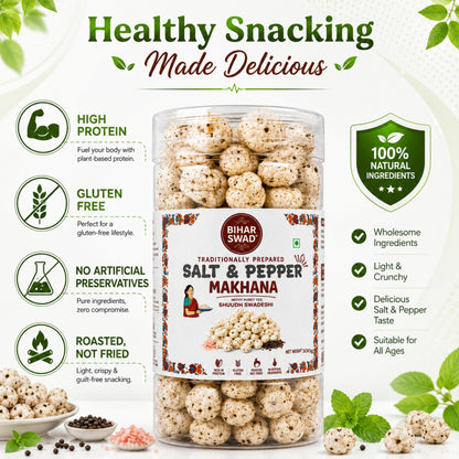 Bihar Swad Roasted Makhana - Salt & Pepper (100g)