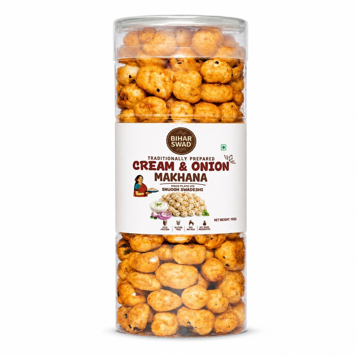 Bihar Swad Roasted Makhana - Cream & Onion (100g)