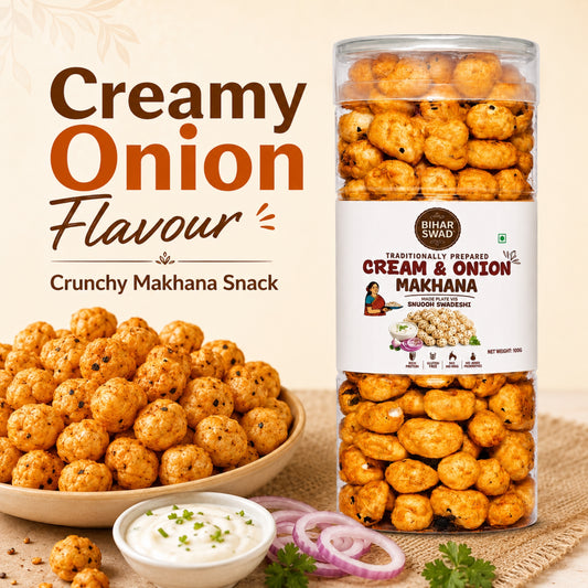 Bihar Swad Roasted Makhana - Cream & Onion (100g)