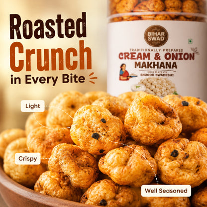 Bihar Swad Roasted Makhana - Cream & Onion (100g)